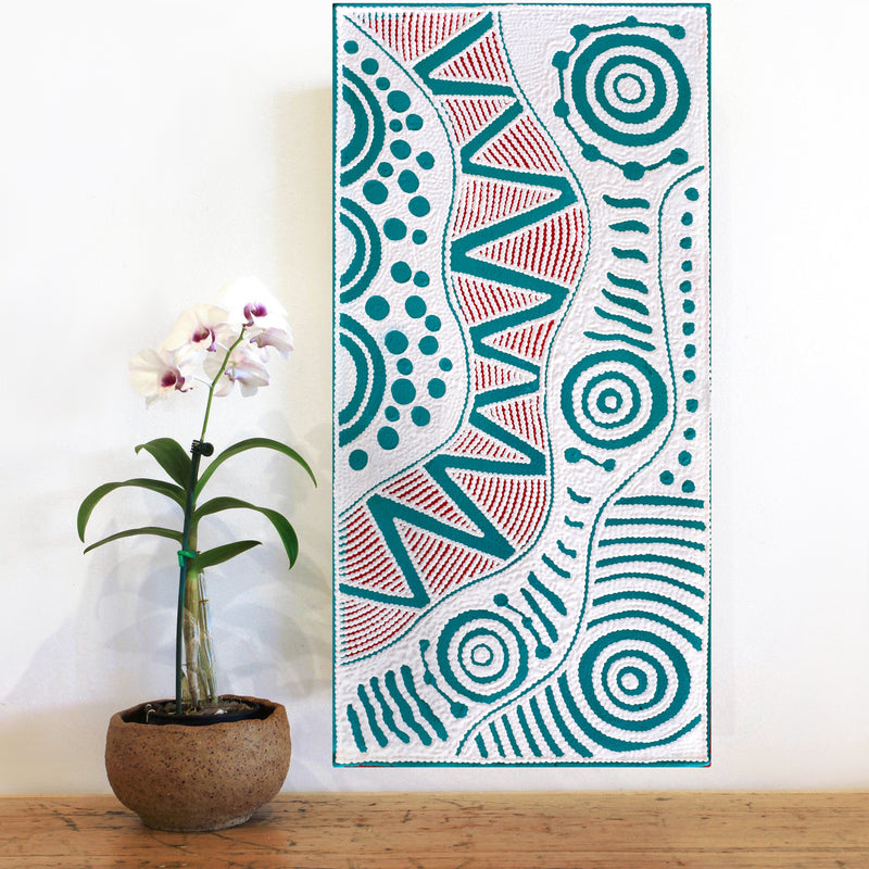 Aboriginal Artwork by Ursula Napangardi Hudson, Pikilyi Jukurrpa (Vaughan Springs Dreaming), 61x30cm
