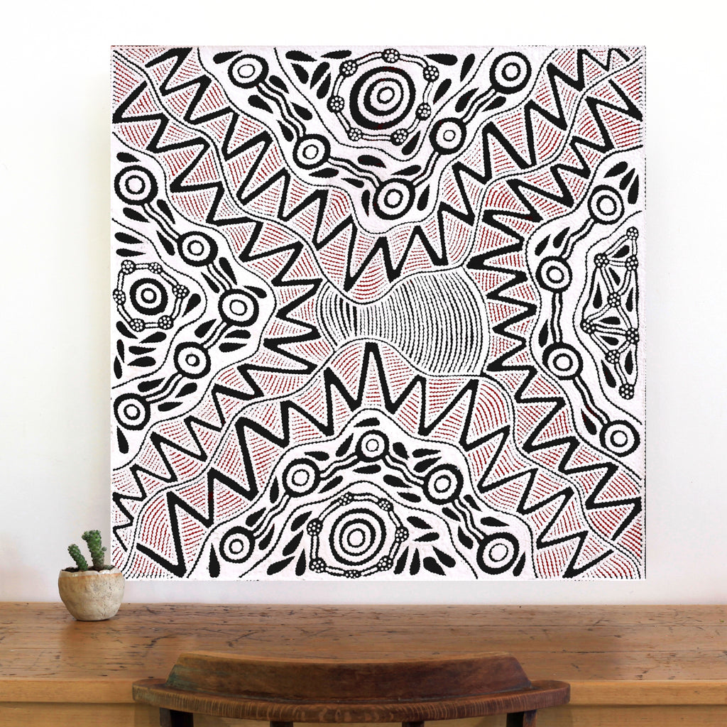 Aboriginal Artwork by Ursula Napangardi Hudson, Pikilyi Jukurrpa (Vaughan Springs Dreaming), 76x76cm