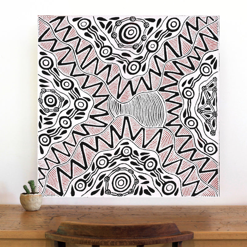 Aboriginal Artwork by Ursula Napangardi Hudson, Pikilyi Jukurrpa (Vaughan Springs Dreaming), 76x76cm