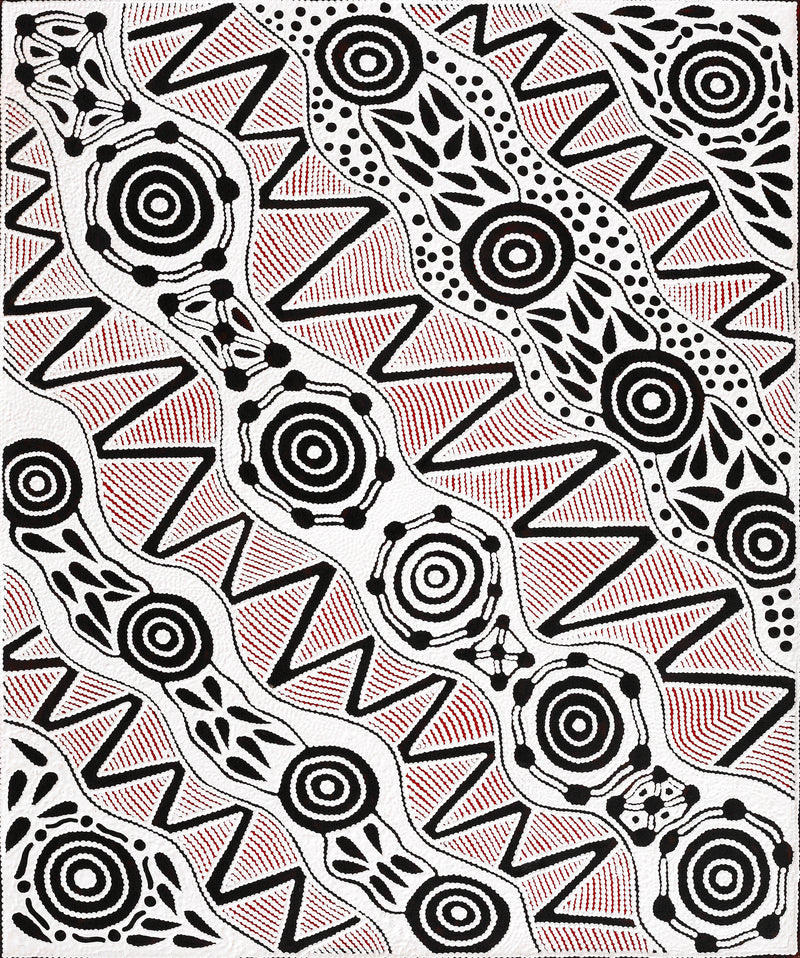 Aboriginal Artwork by Ursula Napangardi Hudson, Pikilyi Jukurrpa (Vaughan Springs Dreaming), 91x76cm