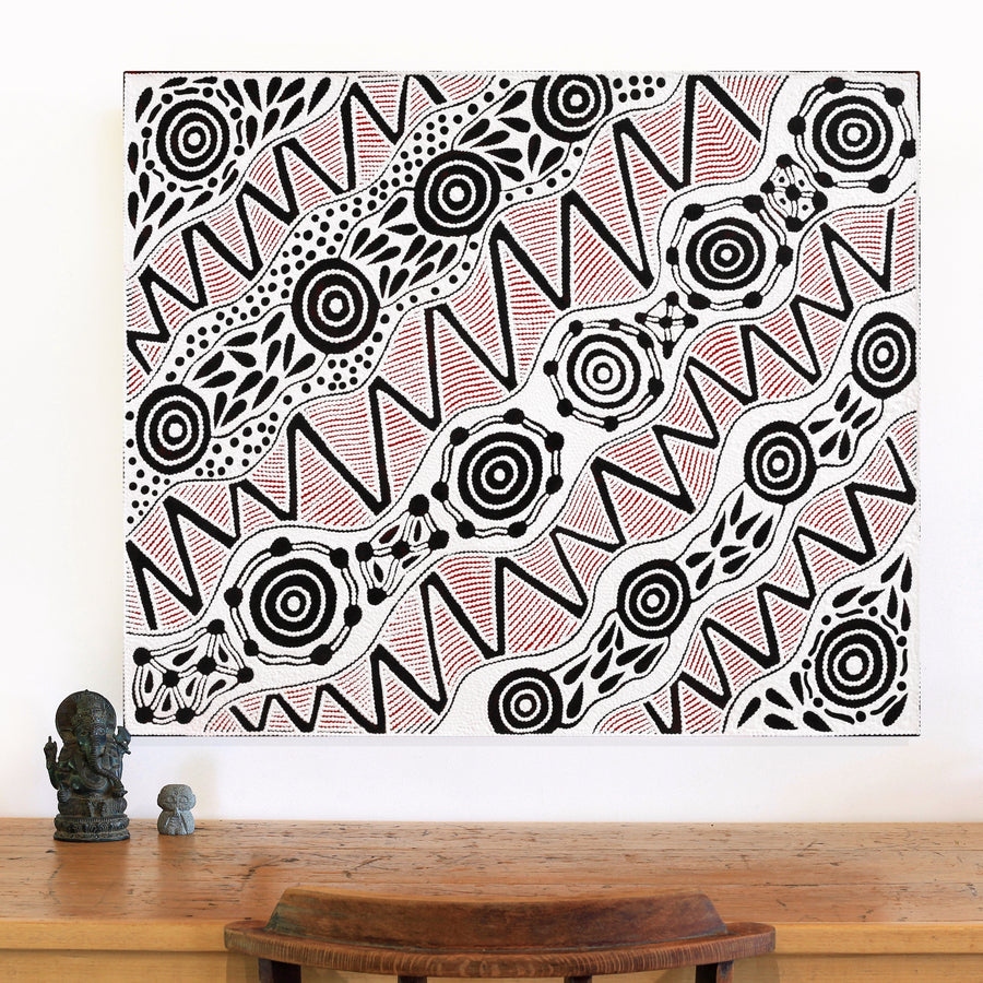 Aboriginal Artwork by Ursula Napangardi Hudson, Pikilyi Jukurrpa (Vaughan Springs Dreaming), 91x76cm