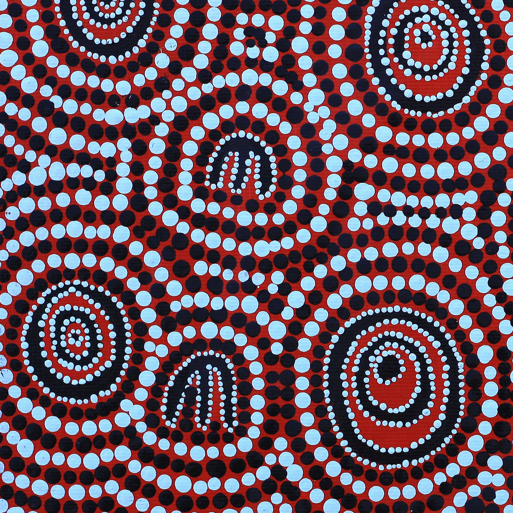 Aboriginal Artwork by Ursula Napanangka Butcher, Janganpa Jukurrpa (Brush-tail Possum Dreaming) - Mawurrji, 30x30cm - ART ARK®