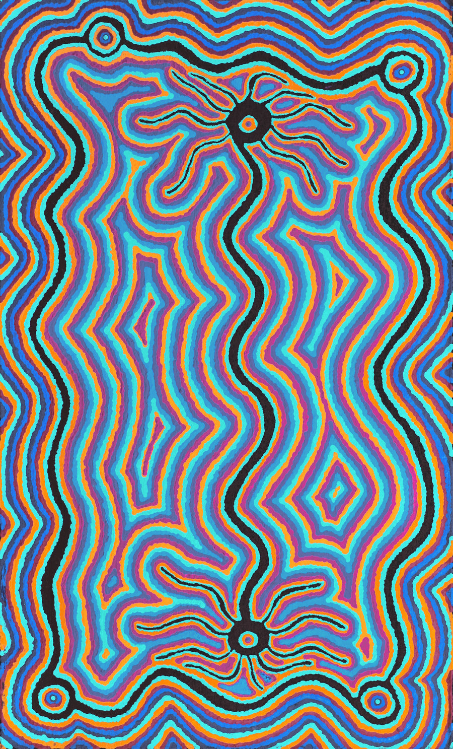 Aboriginal Artwork by Ursula Napanangka Butcher, Janganpa Jukurrpa (Brush-tail Possum Dreaming) - Mawurrji, 76x46cm