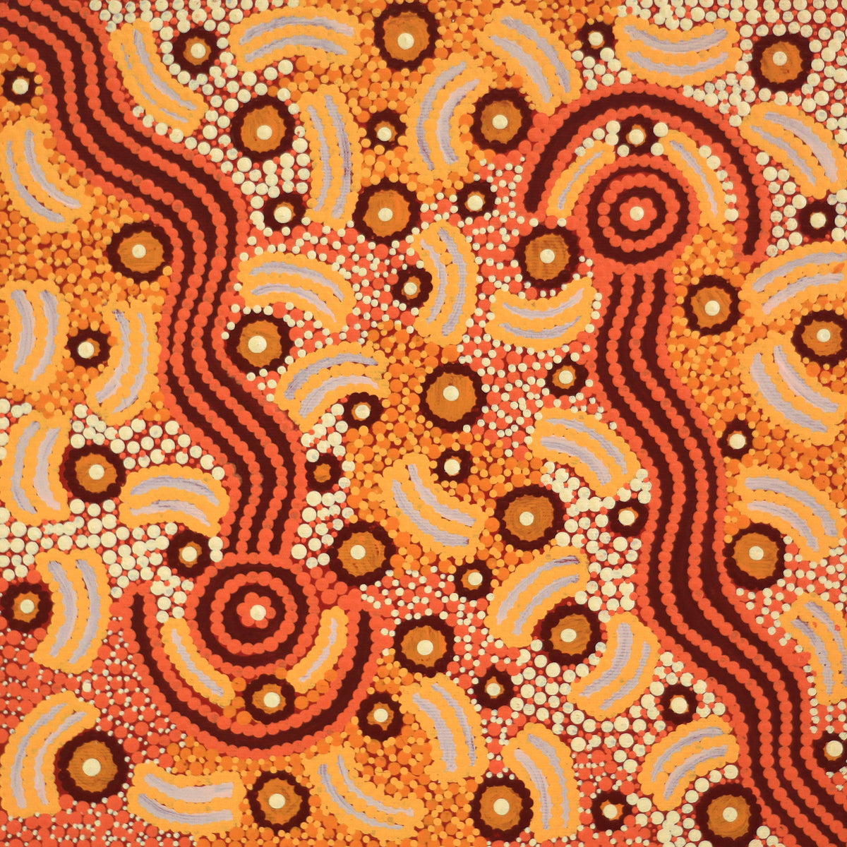 Aboriginal Art by Ursula Nampijinpa Collins, Ngapa Jukurrpa (Water Dreaming)  -  Pirlinyarnu, 30x30cm - ART ARK®