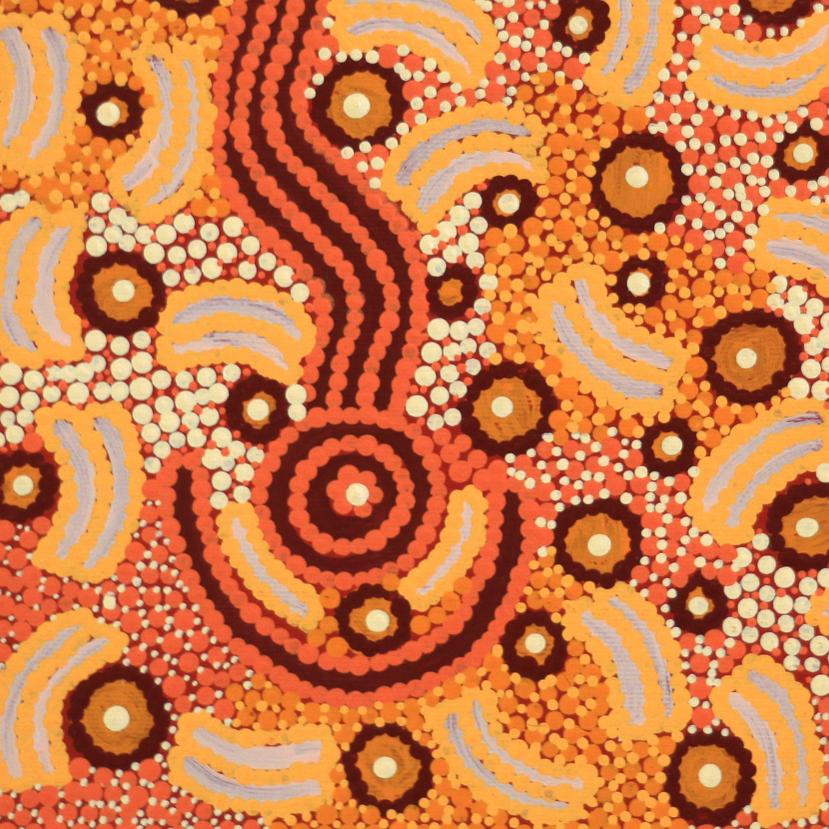 Aboriginal Art by Ursula Nampijinpa Collins, Ngapa Jukurrpa (Water Dreaming)  -  Pirlinyarnu, 30x30cm - ART ARK®