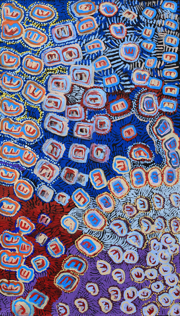 Aboriginal Artwork by Valerie Napurrurla Morris, Janganpa Jukurrpa (Brush-tail Possum Dreaming)- Mawurrji, 107x61cm