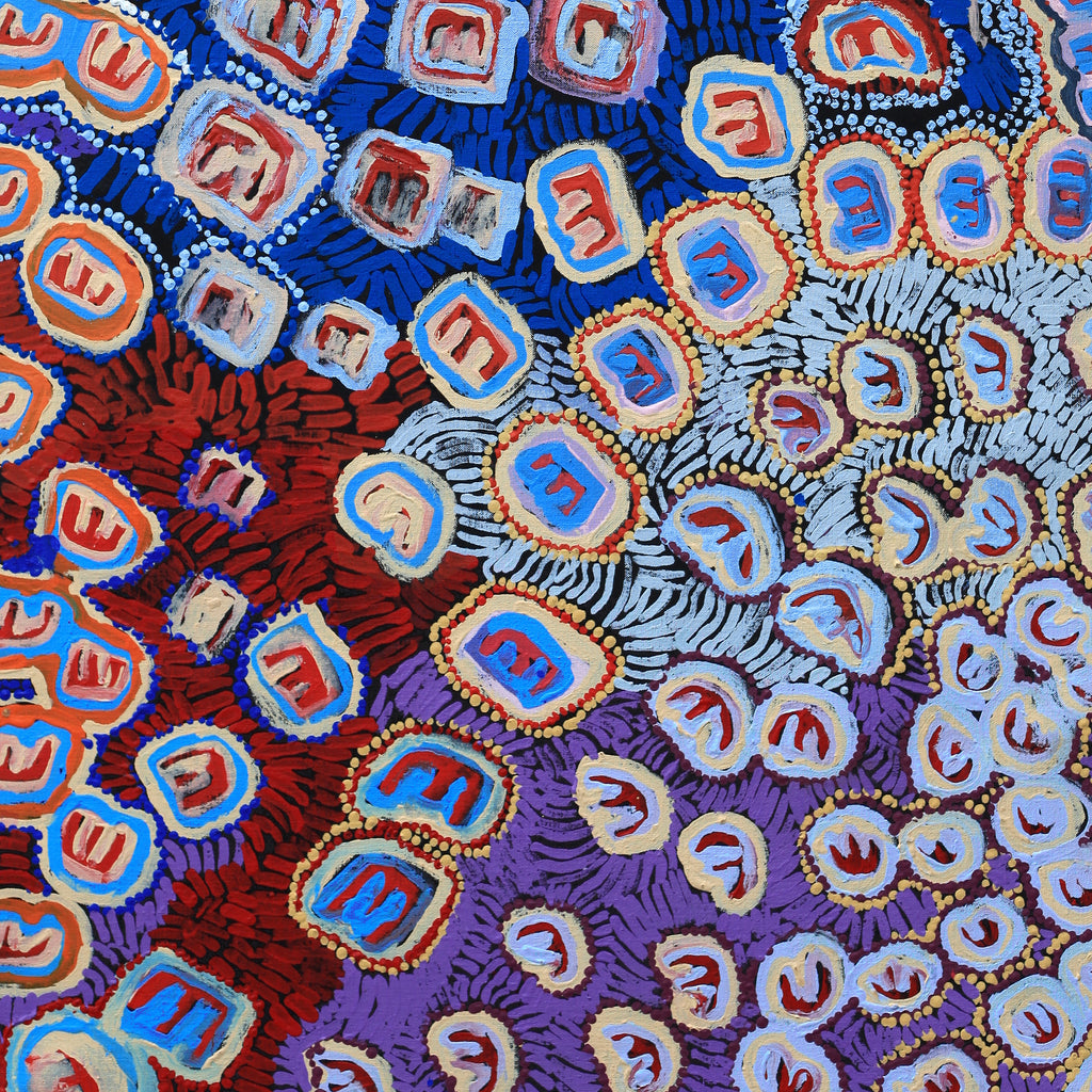 Aboriginal Art by Valerie Napurrurla Morris, Janganpa Jukurrpa (Brush-tail Possum Dreaming)-  Mawurrji, 107x61cm - ART ARK®