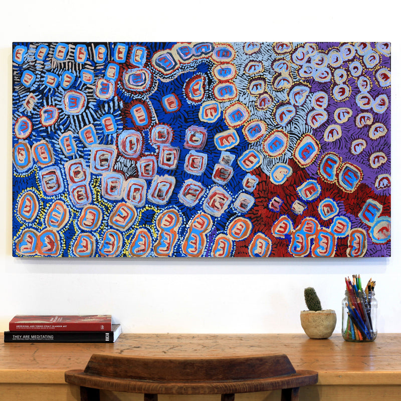 Aboriginal Artwork by Valerie Napurrurla Morris, Janganpa Jukurrpa (Brush-tail Possum Dreaming)- Mawurrji, 107x61cm