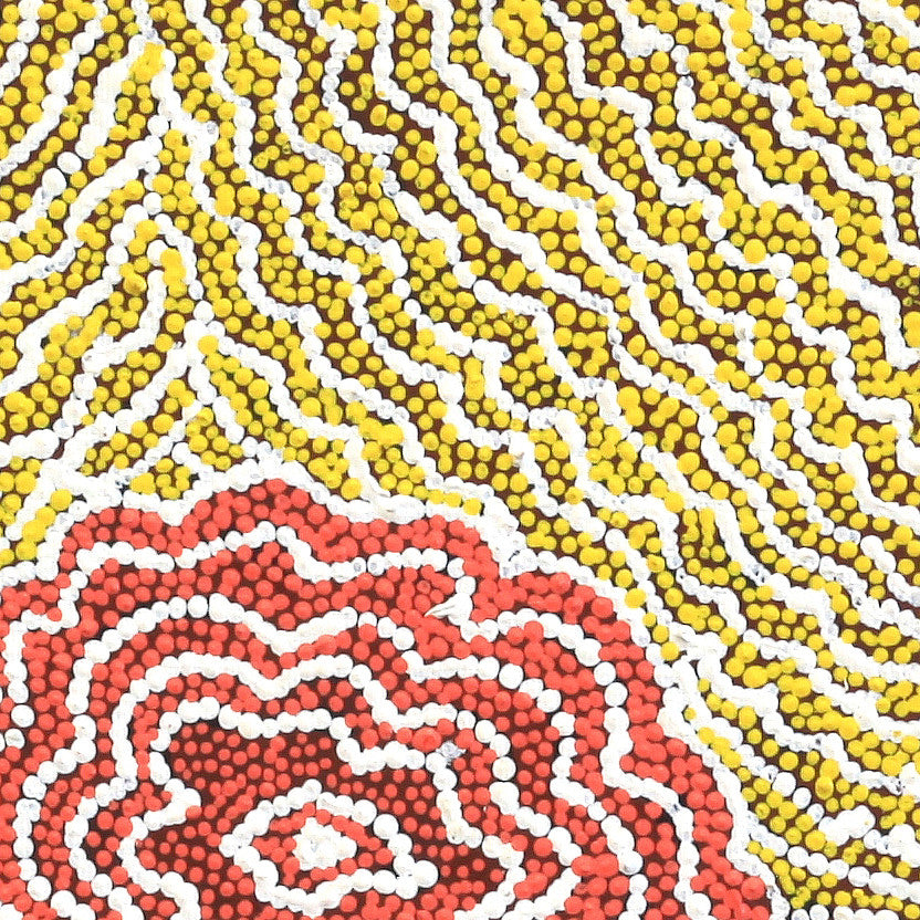 Aboriginal Artwork by Valerie Napurrurla Morris, Ngurlu Jukurrpa (Native Seed Dreaming), 30x30cm