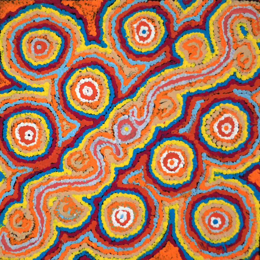 Aboriginal Artwork by Valerie Napurrurla Morris, Lukarrara Jukurrpa, 30x30cm