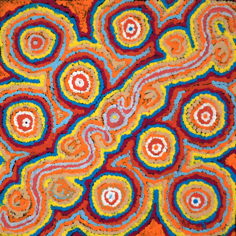 Aboriginal Artwork by Valerie Napurrurla Morris, Lukarrara Jukurrpa, 30x30cm