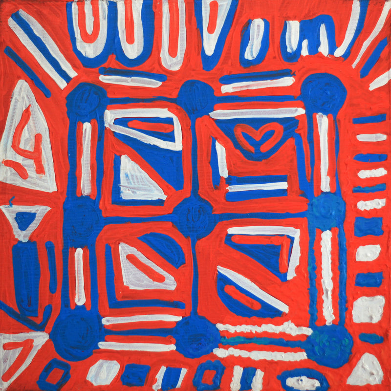 Aboriginal Artwork by Valma Nakamarra White, Mina Mina Jukurrpa (Mina Mina Dreaming) - Ngalyipi, 30x30cm