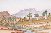 Aboriginal Artwork by Vanessa Inkamala, Tjoritja (West MacDonnell Ranges) 50.5x33cm