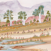 Aboriginal Artwork by Vanessa Inkamala, Tjoritja (West MacDonnell Ranges) 50.5x33cm