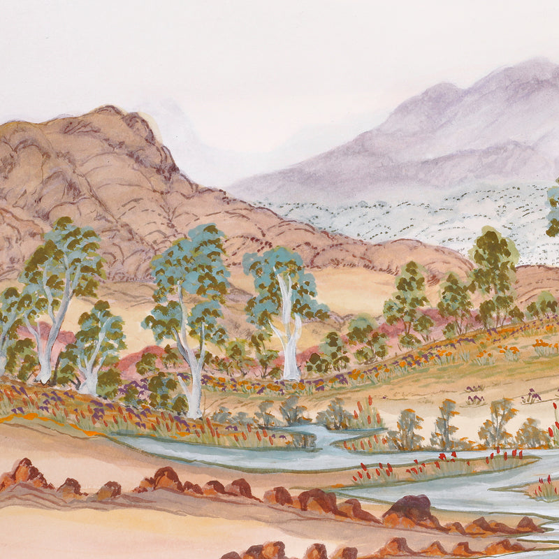 Aboriginal Artwork by Vanessa Inkamala, Tjoritja (West MacDonnell Ranges) 50.5x33cm