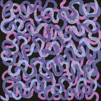 Aboriginal Artwork by Vanetta Nampijinpa Hudson, Warlukurlangu Jukurrpa (Fire country Dreaming), 107x107cm