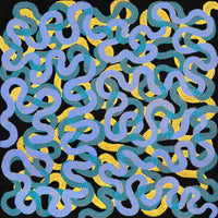 Aboriginal Artwork by Vanetta Nampijinpa Hudson, Warlukurlangu Jukurrpa (Fire country Dreaming), 122x122cm