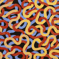 Aboriginal Artwork by Vanetta Nampijinpa Hudson, Warlukurlangu Jukurrpa (Fire country Dreaming), 122x122cm