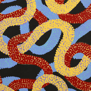 Aboriginal Art by Vanetta Nampijinpa Hudson, Warlukurlangu Jukurrpa (Fire country Dreaming), 122x122cm - ART ARK®