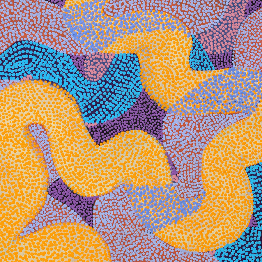 Aboriginal Artwork by Vanetta Nampijinpa Hudson, Warlukurlangu Jukurrpa (Fire country Dreaming), 122x76cm