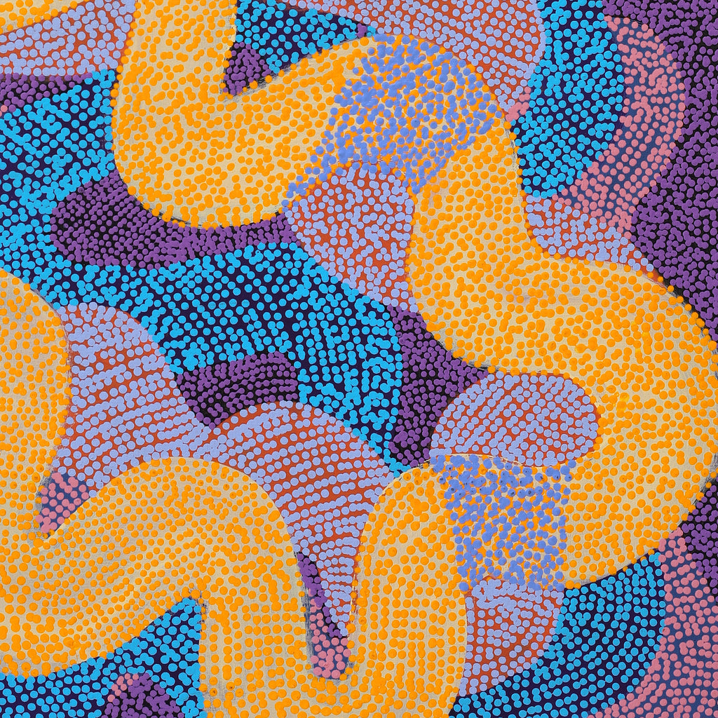 Aboriginal Artwork by Vanetta Nampijinpa Hudson, Warlukurlangu Jukurrpa (Fire country Dreaming), 122x76cm