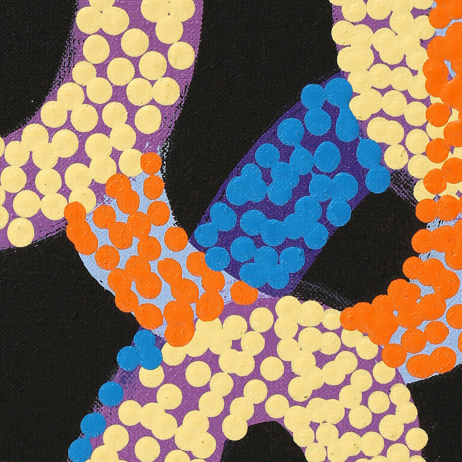 Aboriginal Artwork by Vanetta Nampijinpa Hudson, Warlukurlangu Jukurrpa (Fire country Dreaming), 152x107cm