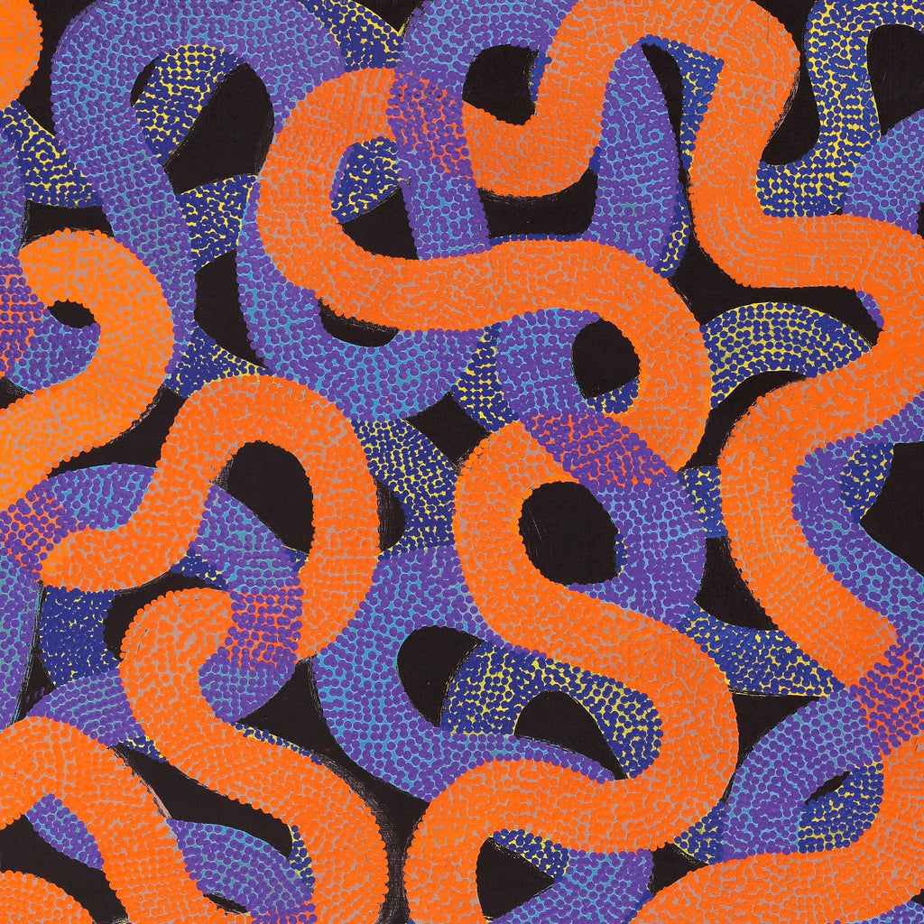 Aboriginal Artwork by Vanetta Nampijinpa Hudson, Warlukurlangu Jukurrpa (Fire country Dreaming), 152x107cm