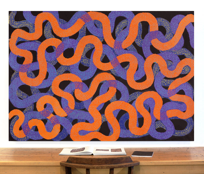 Aboriginal Artwork by Vanetta Nampijinpa Hudson, Warlukurlangu Jukurrpa (Fire country Dreaming), 152x107cm