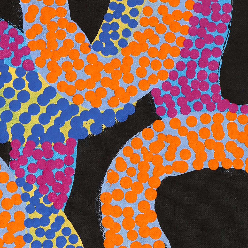 Aboriginal Artwork by Vanetta Nampijinpa Hudson, Warlukurlangu Jukurrpa (Fire country Dreaming), 152x107cm