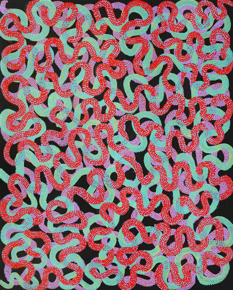 Aboriginal Artwork by Vanetta Nampijinpa Hudson, Warlukurlangu Jukurrpa (Fire country Dreaming), 152x122cm