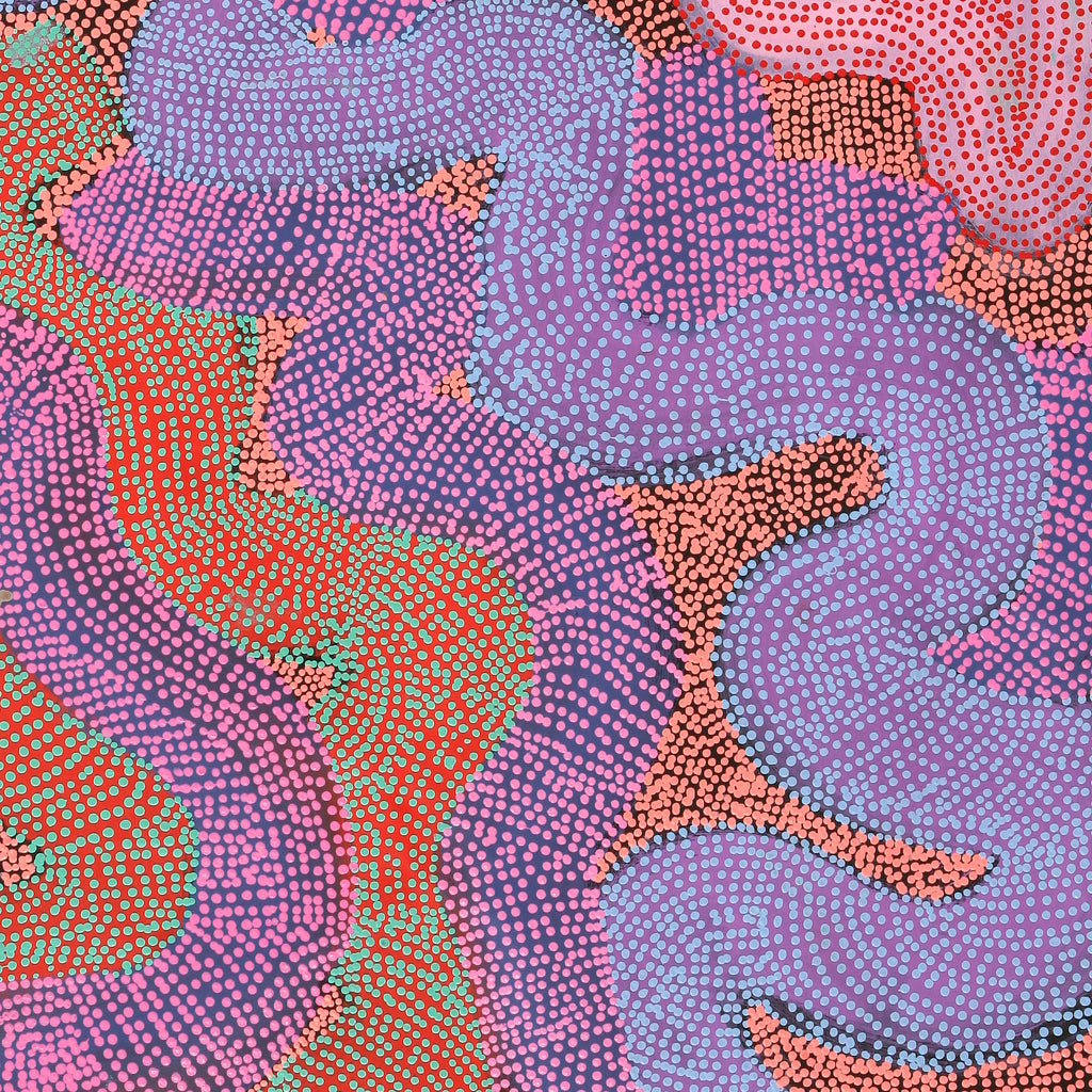 Aboriginal Artwork by Vanetta Nampijinpa Hudson, Warlukurlangu Jukurrpa (Fire country Dreaming), 183x91cm