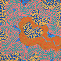 Aboriginal Artwork by Vanetta Nampijinpa Hudson, Warlukurlangu Jukurrpa (Fire country Dreaming), 30x30cm