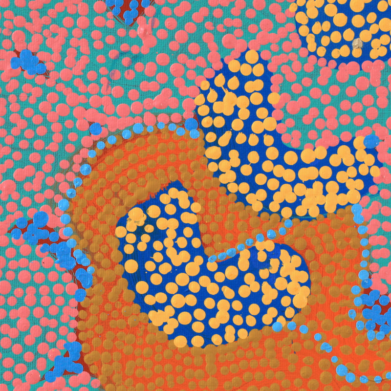 Aboriginal Artwork by Vanetta Nampijinpa Hudson, Warlukurlangu Jukurrpa (Fire country Dreaming), 30x30cm