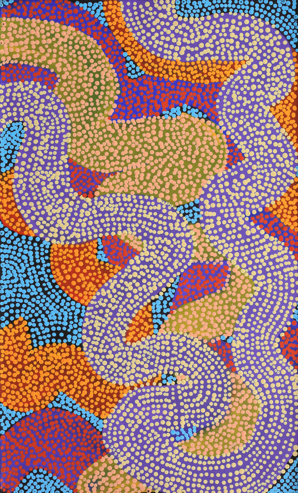 Aboriginal Artwork by Vanetta Nampijinpa Hudson, Warlukurlangu Jukurrpa (Fire country Dreaming), 76x46cm