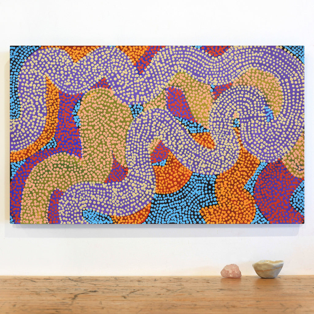 Aboriginal Artwork by Vanetta Nampijinpa Hudson, Warlukurlangu Jukurrpa (Fire country Dreaming), 76x46cm