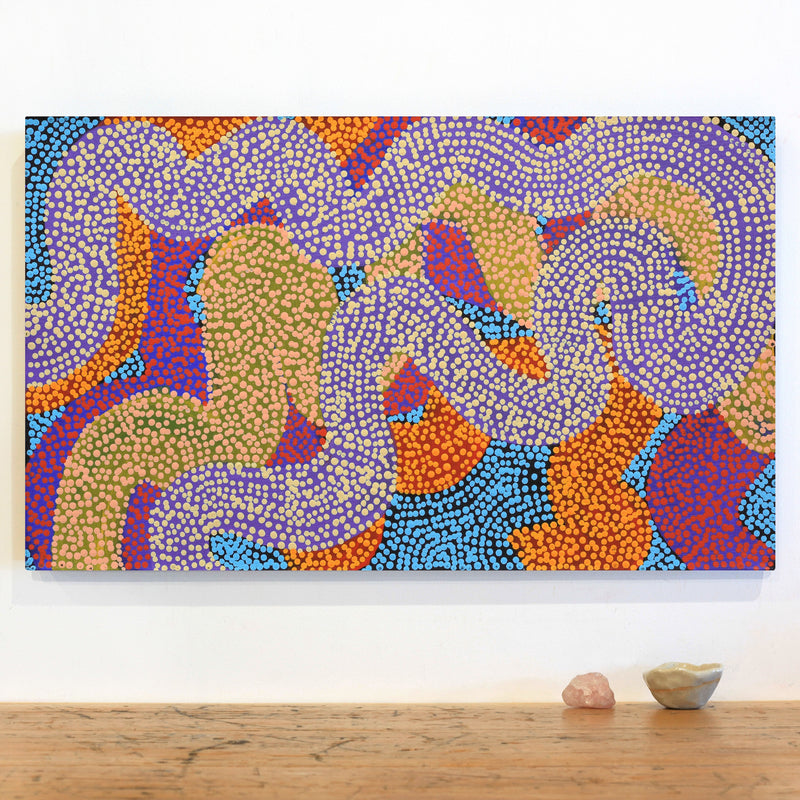Aboriginal Artwork by Vanetta Nampijinpa Hudson, Warlukurlangu Jukurrpa (Fire country Dreaming), 76x46cm