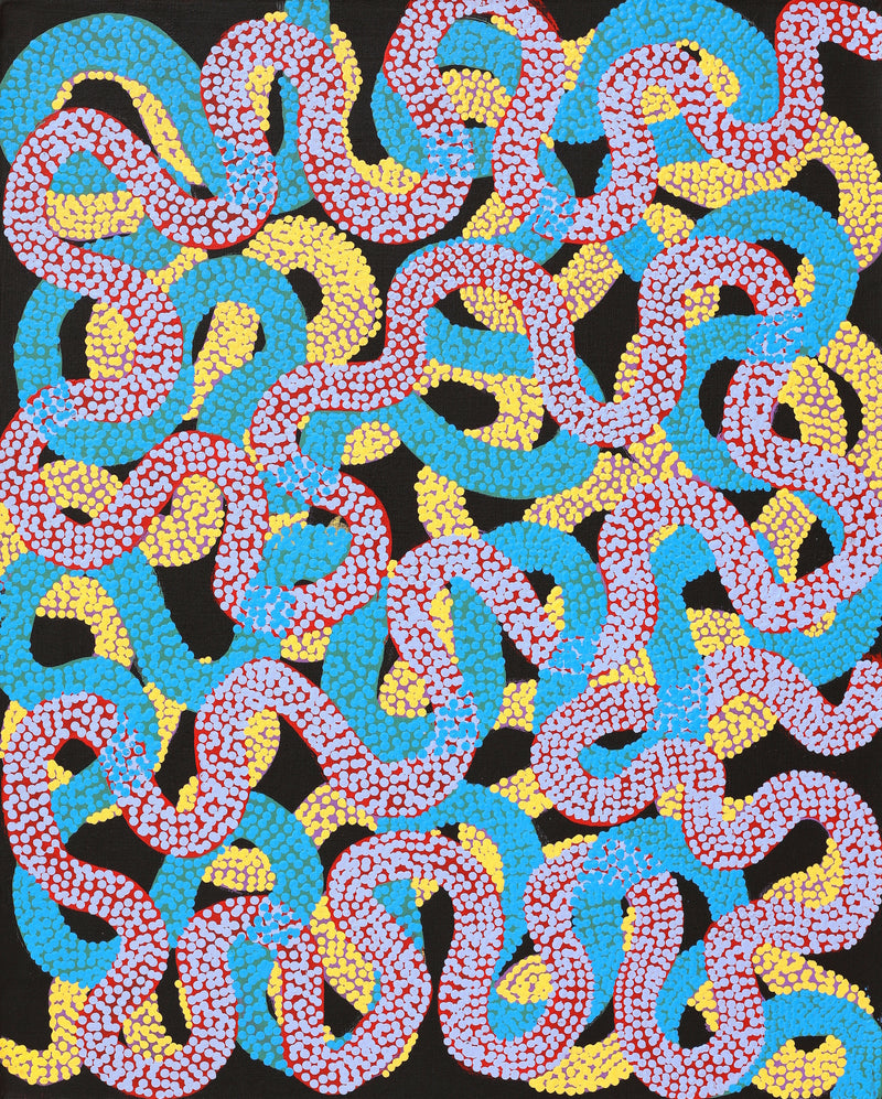 Aboriginal Artwork by Vanetta Nampijinpa Hudson, Warlukurlangu Jukurrpa (Fire country Dreaming), 76x61cm