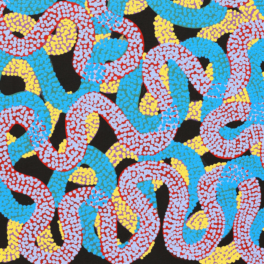 Aboriginal Artwork by Vanetta Nampijinpa Hudson, Warlukurlangu Jukurrpa (Fire country Dreaming), 76x61cm