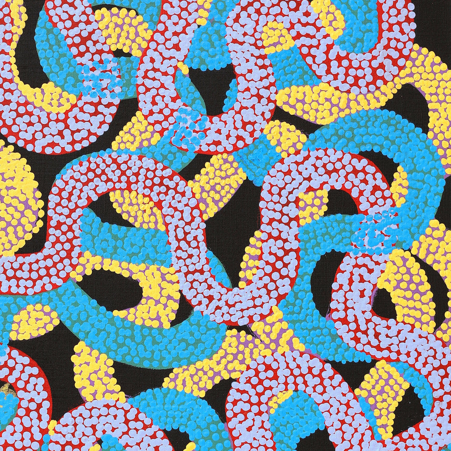 Aboriginal Artwork by Vanetta Nampijinpa Hudson, Warlukurlangu Jukurrpa (Fire country Dreaming), 76x61cm