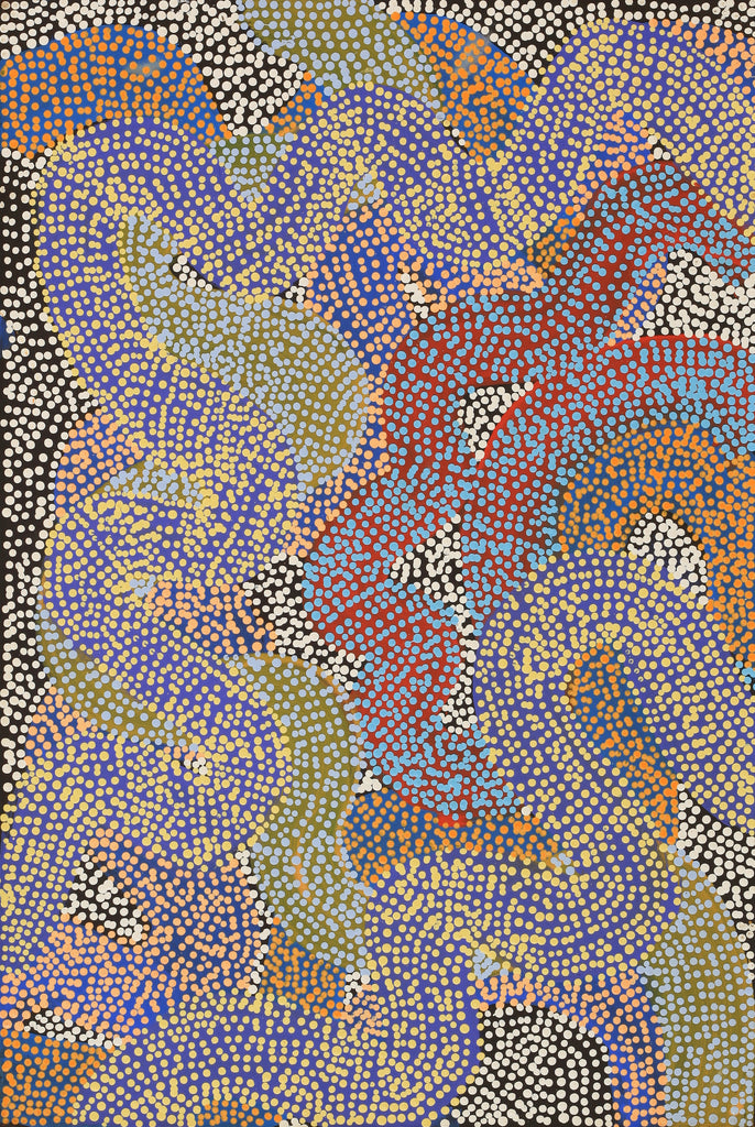 Aboriginal Artwork by Vanetta Nampijinpa Hudson, Warlukurlangu Jukurrpa (Fire country Dreaming), 91x61cm