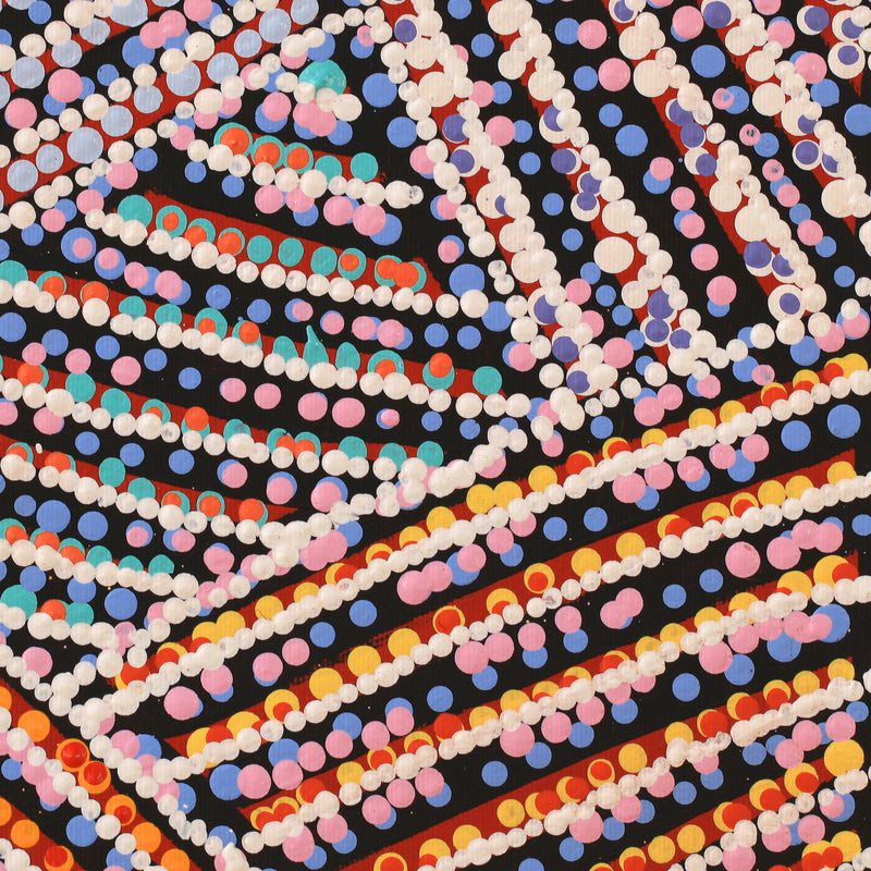 Aboriginal Artwork by Vanetta Nampijinpa Hudson, Warlukurlangu Jukurrpa (Fire country Dreaming), 30x30cm