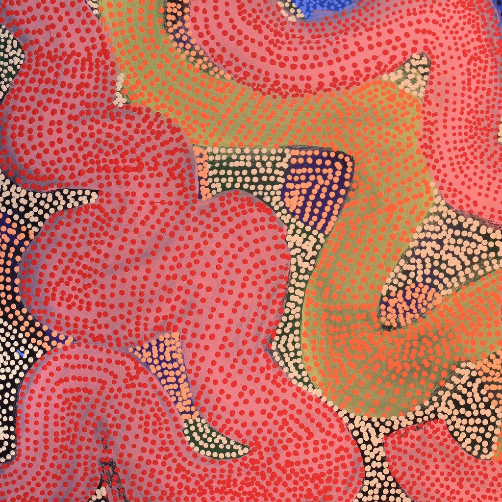 Aboriginal Artwork by Vanetta Nampijinpa Hudson, Warlukurlangu Jukurrpa (Fire country Dreaming), 91x76cm