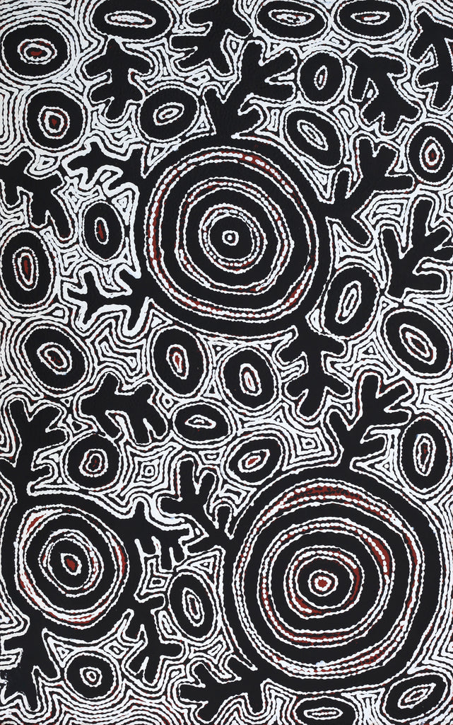 Aboriginal Artwork by Vanetta Nampijinpa Hudson, Pikilyi Jukurrpa (Vaughan Springs Dreaming), 122x76cm