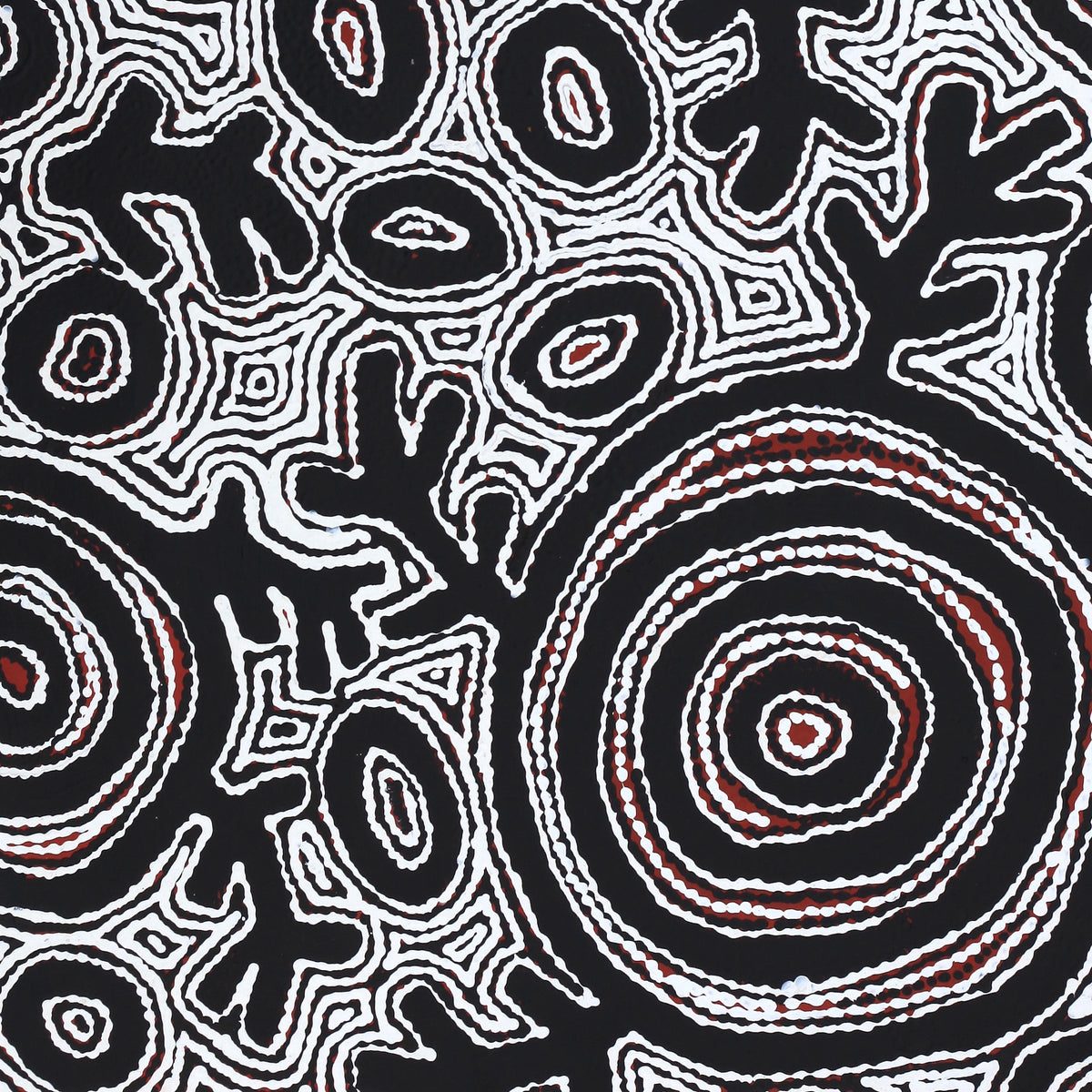 Aboriginal Artwork by Vanetta Nampijinpa Hudson, Pikilyi Jukurrpa (Vaughan Springs Dreaming), 122x76cm
