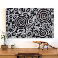 Aboriginal Artwork by Vanetta Nampijinpa Hudson, Pikilyi Jukurrpa (Vaughan Springs Dreaming), 122x76cm