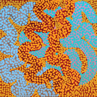 Aboriginal Artwork by Vanetta Nampijinpa Hudson, Warlukurlangu Jukurrpa (Fire country Dreaming), 30x30cm