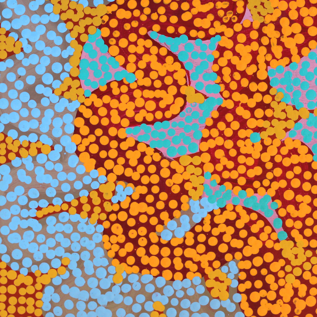 Aboriginal Artwork by Vanetta Nampijinpa Hudson, Warlukurlangu Jukurrpa (Fire country Dreaming), 30x30cm