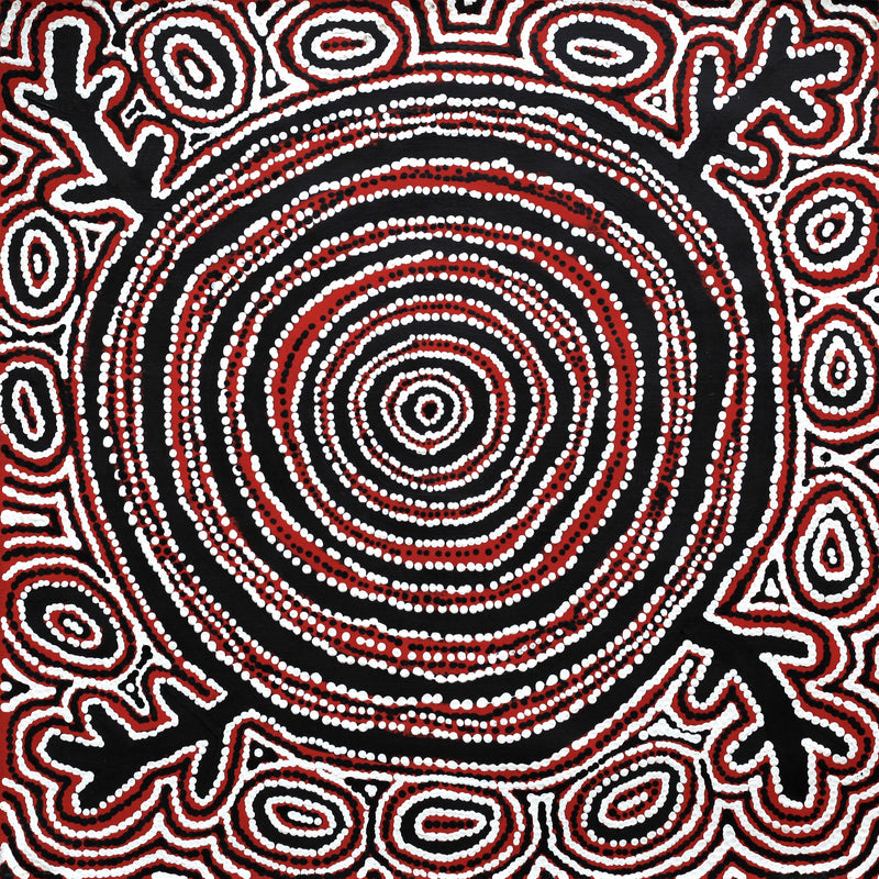 Aboriginal Artwork by Vanetta Nampijinpa Hudson, Pikilyi Jukurrpa (Vaughan Springs Dreaming), 61x61cm