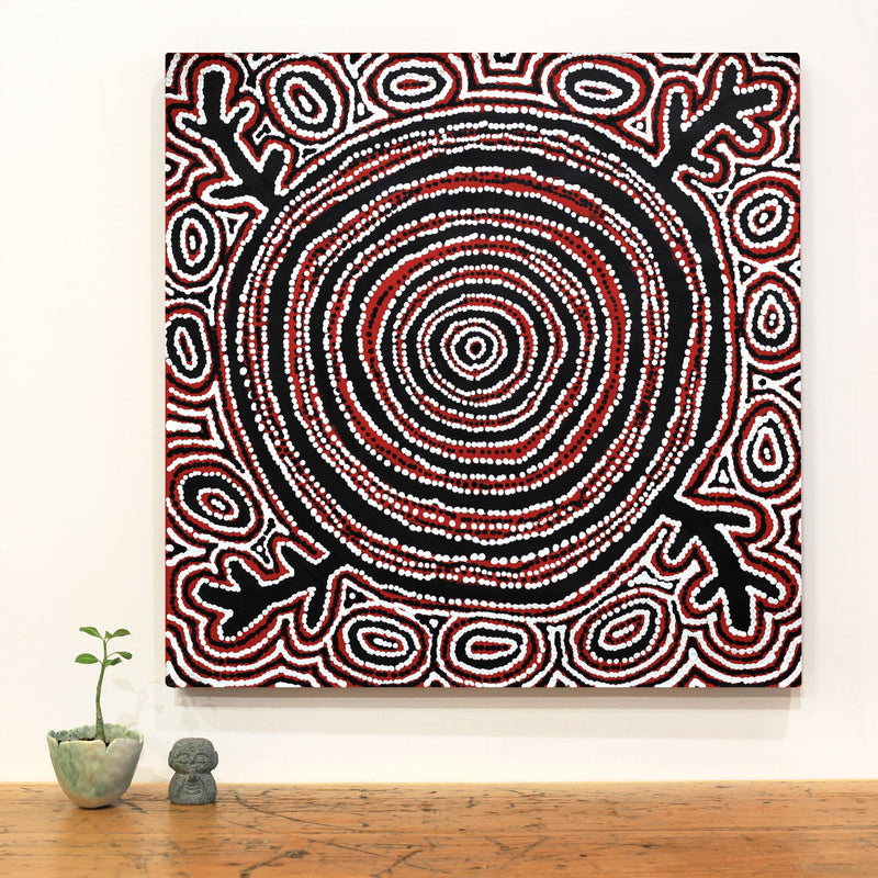 Aboriginal Artwork by Vanetta Nampijinpa Hudson, Pikilyi Jukurrpa (Vaughan Springs Dreaming), 61x61cm