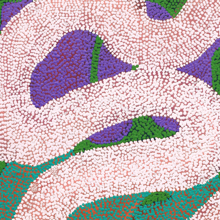 Aboriginal Artwork by Vanetta Nampijinpa Hudson, Warlukurlangu Jukurrpa (Fire country Dreaming), 91x76cm